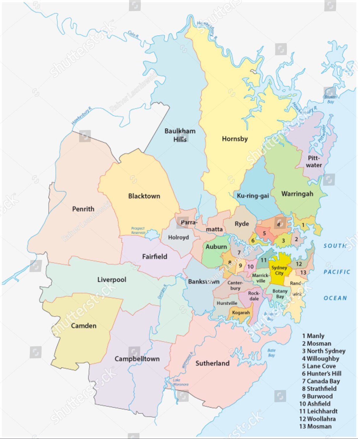 Sydney metropolitan service area map